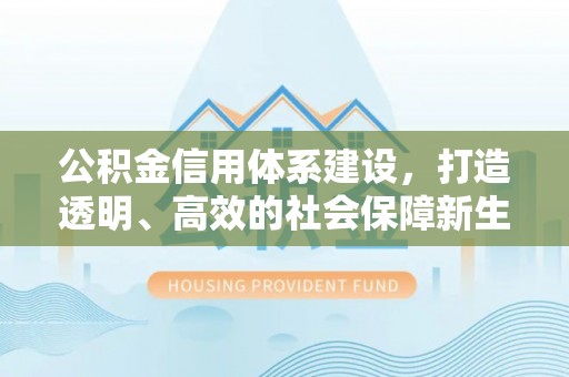 邢台公积金信用体系建设，打造透明、高效的社会保障新生态