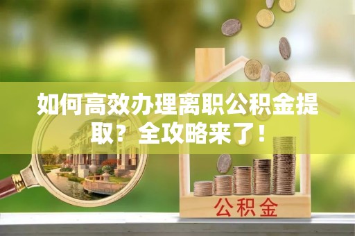 邢台如何高效办理离职公积金提取？全攻略来了！